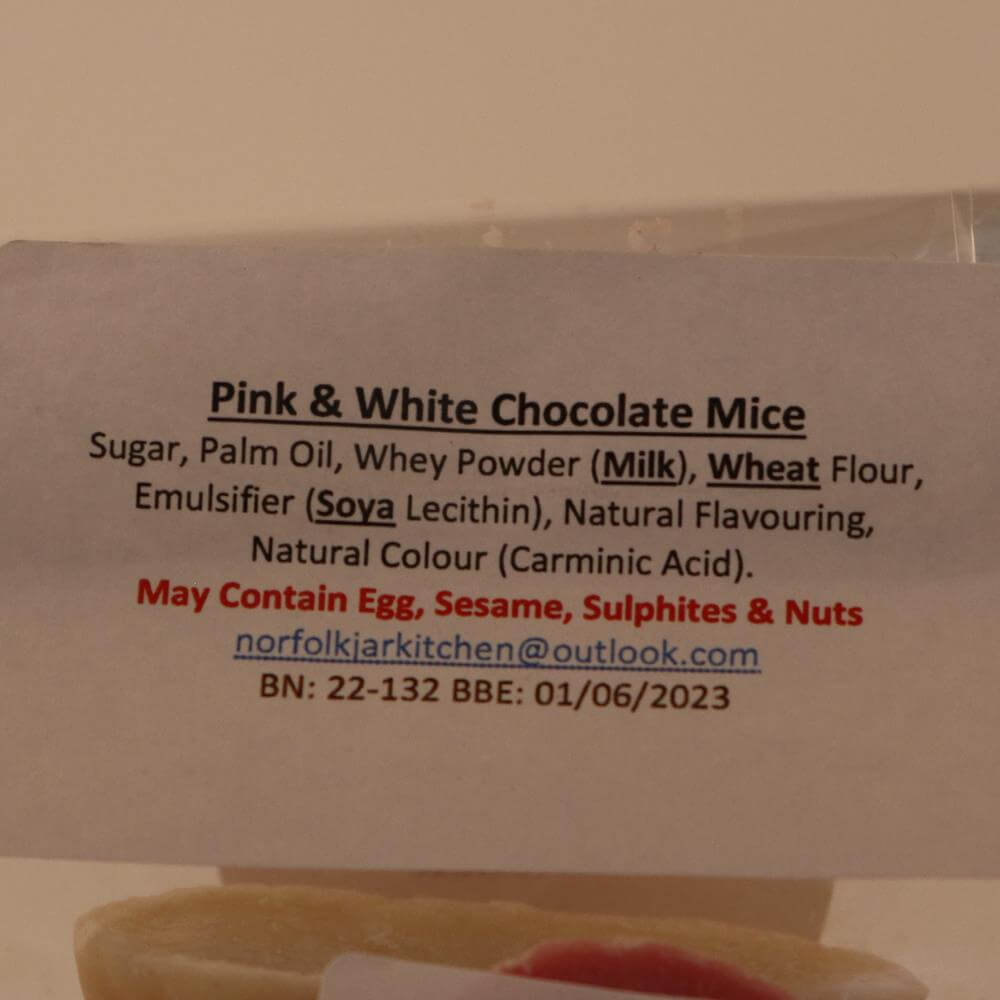 Norfolk Jar Kitchen Pink & White Chocolate Mice Sweet Bag